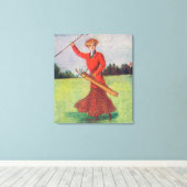 Toile Vue d'une femme en golf rouge (Insitu (Plancher de Bois))