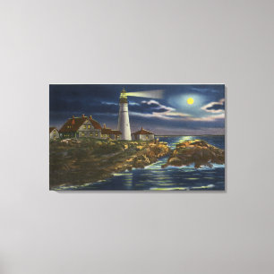 Toile Vue éclairée par la lune du phare principal de