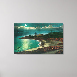 Toile Vue éclairée par la lune du Vue de l'EauSanta