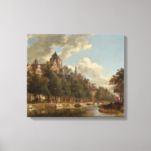 Toile Vue en bas d'un canal néerlandais