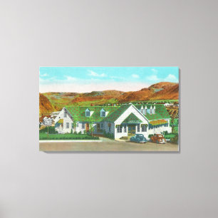 Toile Vue extérieure de la hutte verte Caf�