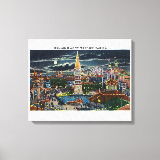 Toile Vue générale du Luna Park la nuit (Recto)