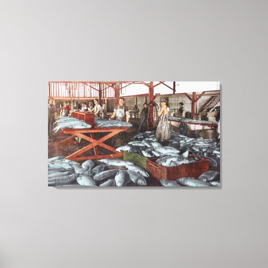 Toile Vue intérieure d'une cannerie Saumon (Recto)