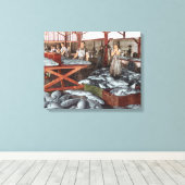 Toile Vue intérieure d'une cannerie Saumon (Insitu (Plancher de Bois))