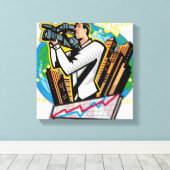 Toile Vue latérale de l'homme qui tire (Insitu (Plancher de Bois))