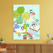 Toile Vue latérale des enfants qui étudient par un plant (Insitu(Salon))