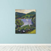 Toile Vue Macke vintage Août Du Tegernsee (Insitu (Plancher de Bois))