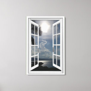 Toile Vue mer Trompe L'oeil Fake Window