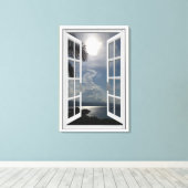 Toile Vue mer Trompe L'oeil Fake Window (Insitu (Plancher de Bois))