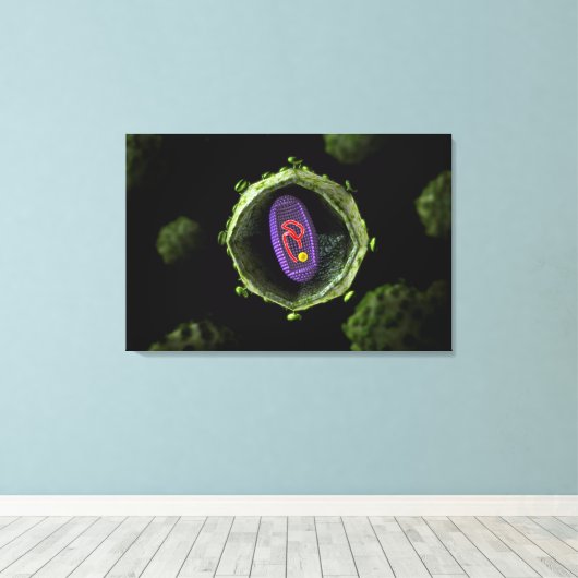 Toile Vue Microscopique Du Virus Du VIH, Section Transve (Insitu (Plancher de Bois))