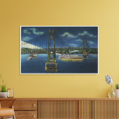 Toile Vue nocturne du pont routier du centre-Hudson (Insitu(Salon))