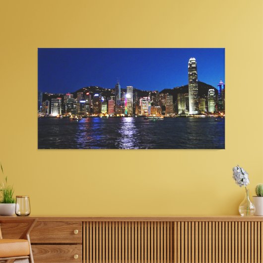 Toile Vue nocturne sur le front de mer de Hong Kong (Insitu(Salon))