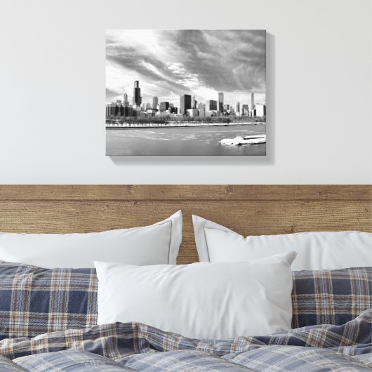 Toile Vue panoramique de Chicago en hiver (Insitu(Chambre))