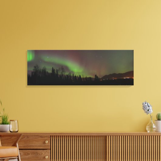 Toile Vue panoramique des aurores boréales en Alaska (Insitu(Salon))