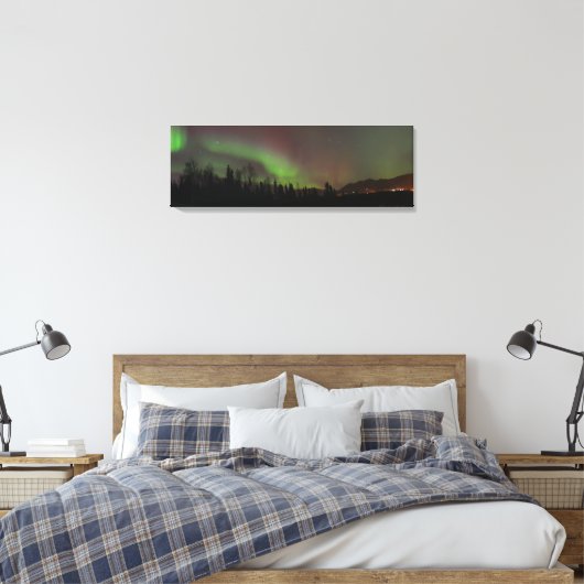 Toile Vue panoramique des aurores boréales en Alaska (Insitu(Chambre))