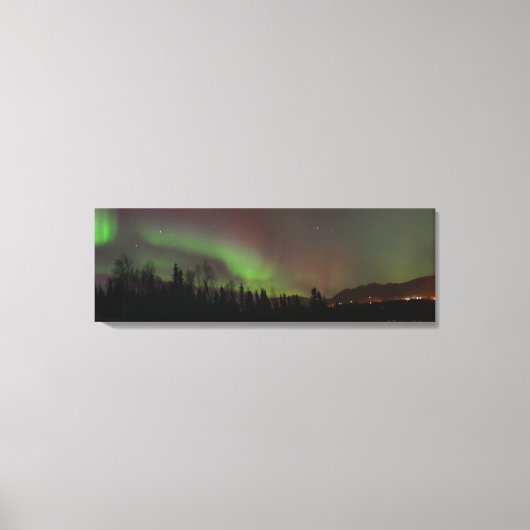 Toile Vue panoramique des aurores boréales en Alaska (Recto)
