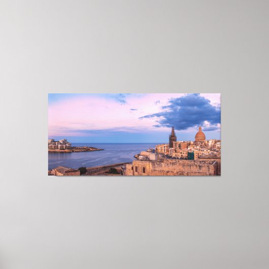 Toile Vue panoramique du coucher de soleil sur La Valett (Recto)