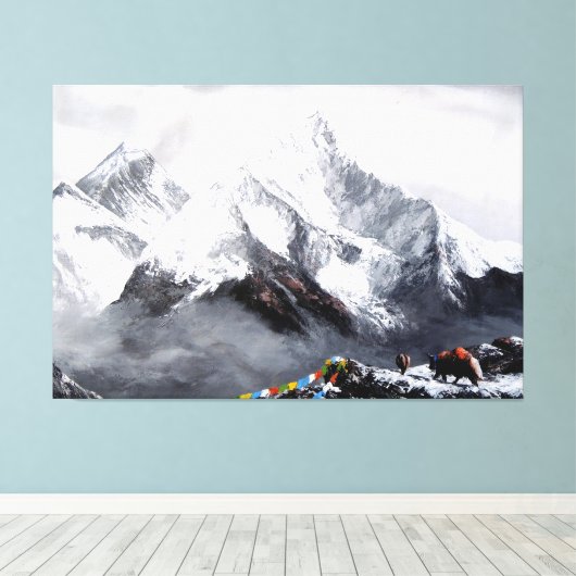 Toile Vue Panoramique Sur Everest Mountain (Insitu (Plancher de Bois))