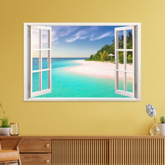 Toile Vue Paradisiaque À Travers L'Illusion De La Fenêtr (Insitu(Salon))