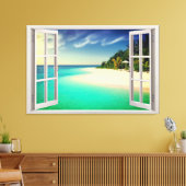 Toile Vue Paradisiaque À Travers L'Illusion De La Fenêtr (Insitu(Salon))