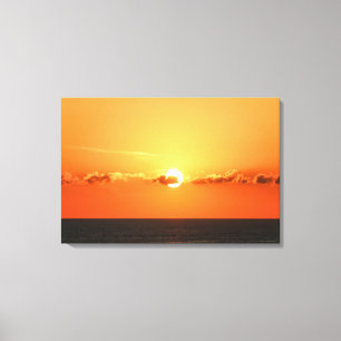 Toile Vue romantique, Beau coucher de soleil dans l'océa