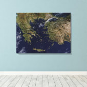Toile Vue satellite de la Grèce et de la Turquie (Insitu (Plancher de Bois))