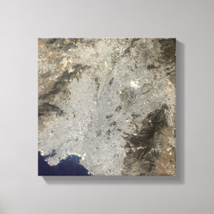 Toile vue satellite de Vrai-couleur d'Athènes central