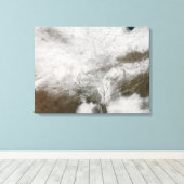 Toile Vue satellite d'une tempête hivernale sévère (Insitu (Plancher de Bois))