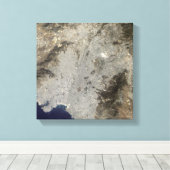 Toile Vue satellite en couleur sur le centre d'Athènes (Insitu (Plancher de Bois))