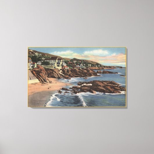 Toile Vue sur Arch Beach avec maisons (Recto)