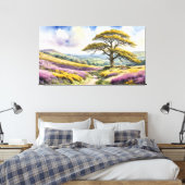 Toile Vue sur la campagne avec chêne, collines et bruyèr (Insitu(Chambre))