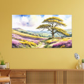 Toile Vue sur la campagne avec chêne, collines et bruyèr (Insitu(Salon))