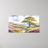 Toile Vue sur la campagne avec chêne, collines et bruyèr (Recto)