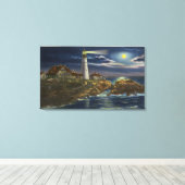 Toile Vue sur la lune du phare Portland Head (Insitu (Plancher de Bois))