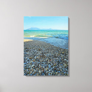 Toile Vue sur la plage de galets du lac de Garde