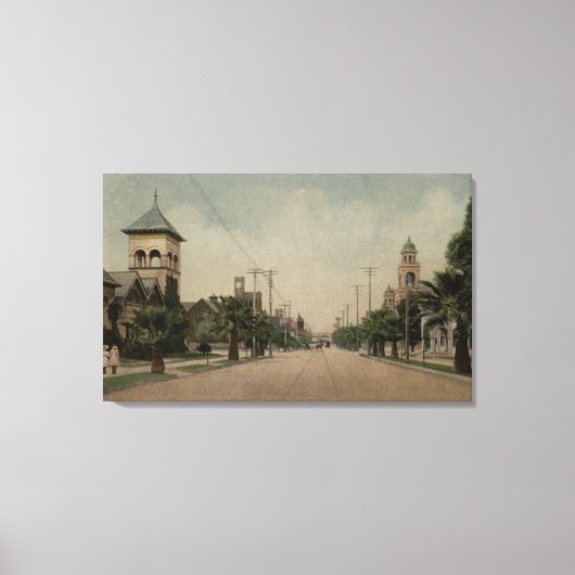 Toile Vue sur la rue Cajon avec quatre églises (Recto)