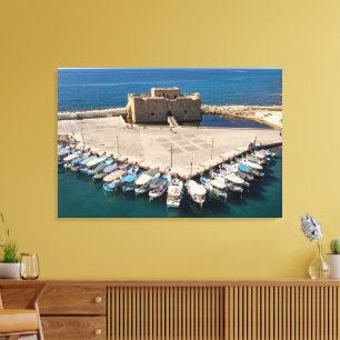 Toile Vue sur le château et le port de Paphos