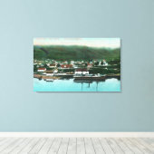 Toile Vue sur le front de mer de la ville et du vapeur (Insitu (Plancher de Bois))