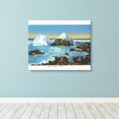 Toile Vue sur le Surf le long du rocher (Insitu (Plancher de Bois))
