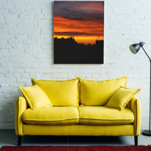 Toile Vue sur le toit du coucher de soleil serbe à Belgr