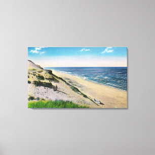 Toile Vue sur les dunes de sable et la plage