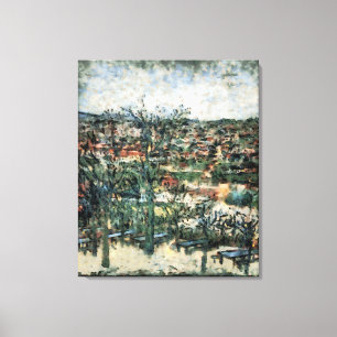 Toile Vue sur un village depuis un jardin public. 