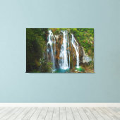 Toile Vue surélevée d'une cascade, Croatie (Insitu (Plancher de Bois))