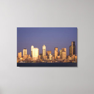 Toile WA, Seattle, ligne d'horizon de Seattle et baie d'