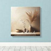 Toile Wabi-Sabi Japandi Ikebana avec vase en céramique (Insitu (Plancher de Bois))