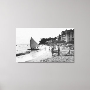 Toile Waikiki Beach et Bateaux Honolulu