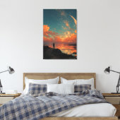 Toile Wanderer Under Giant Crescent Moon (Insitu(Chambre))