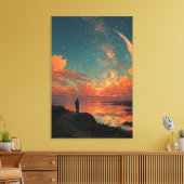 Toile Wanderer Under Giant Crescent Moon (Insitu(Salon))