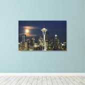 Toile Washington, Seattle, Skyline la nuit à partir de K (Insitu (Plancher de Bois))