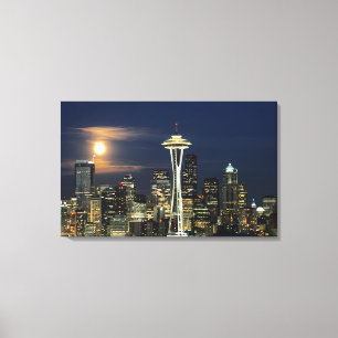 Toile Washington, Seattle, Skyline la nuit depuis Kerry
